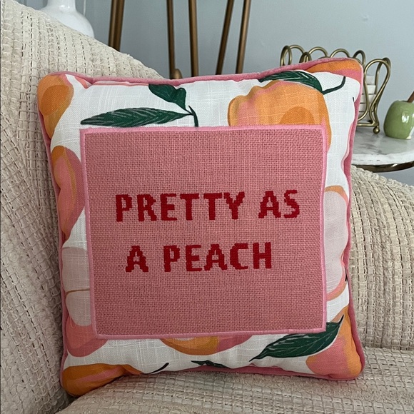 Pretty as a peach needle point pillow - Picture 1 of 4